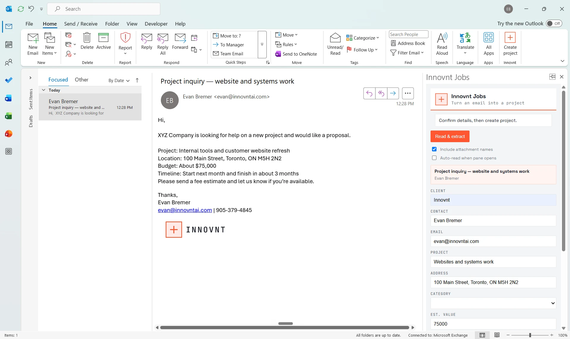 Email lands in Jobs